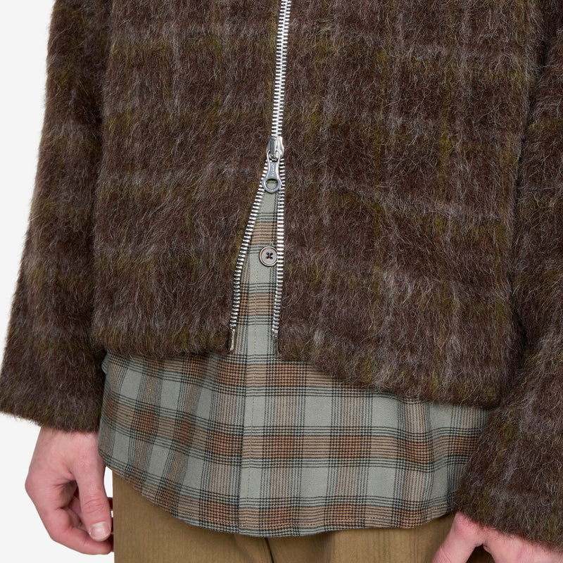 Full Zip Hood Dorf Check Hairy Wool Jackets