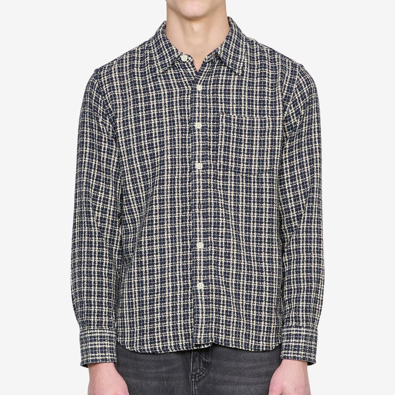 Reverse Tweed Snow Check Shirt Blue Shirts