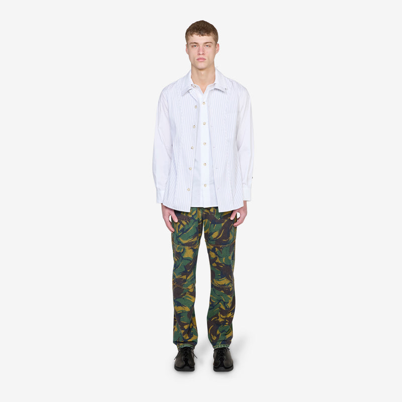 Open Collar Layered Shirt White Shirts