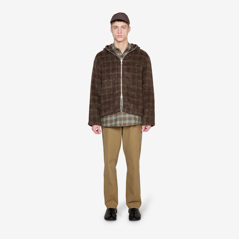 Full Zip Hood Dorf Check Hairy Wool Jackets