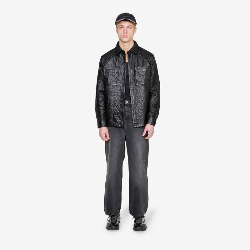 Crunch Leather Overshirt Black Shirts