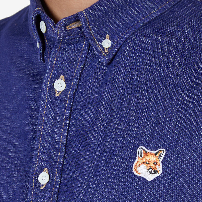 BD Casual Shirt with Institutional Fox Head Patch Indigo