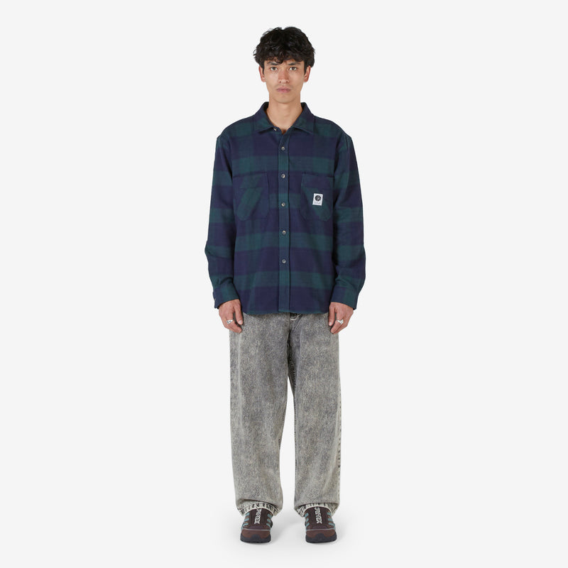 Mike Longsleeve Flannel Shirt Navy | Teal