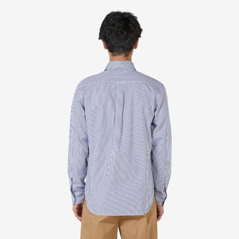 Classic Shirt in Cotton with Logo Handwriting Brown | Blue Stripes