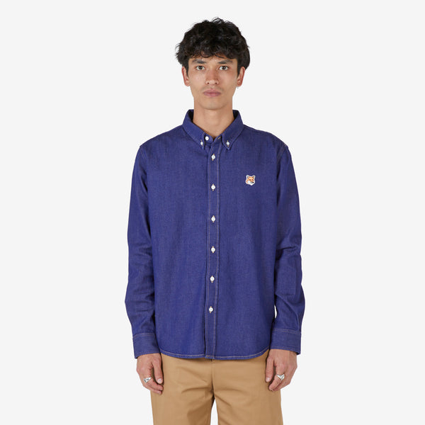 BD Casual Shirt with Institutional Fox Head Patch Indigo
