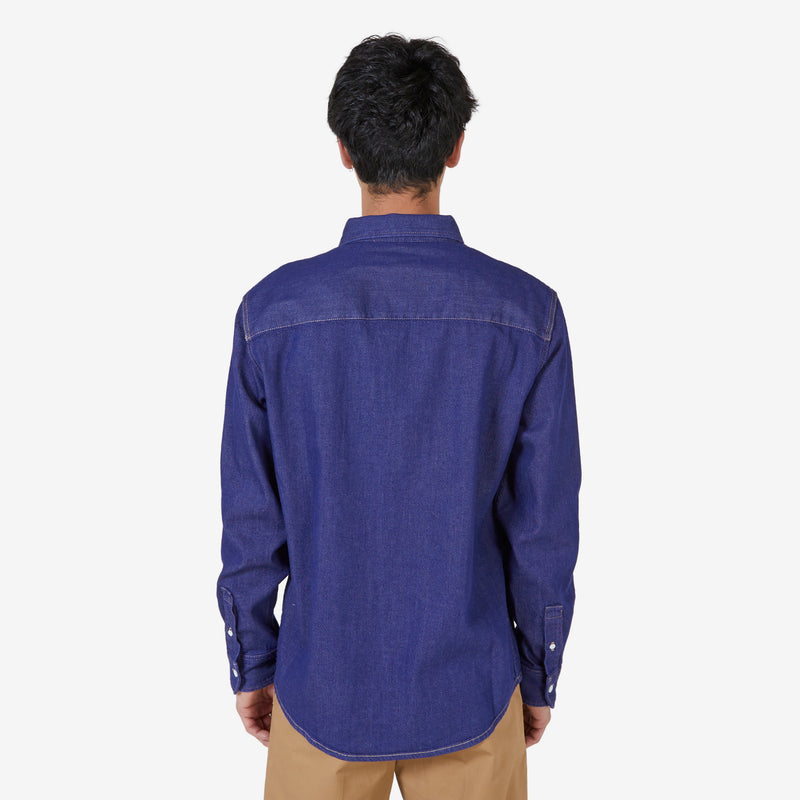 BD Casual Shirt with Institutional Fox Head Patch Indigo