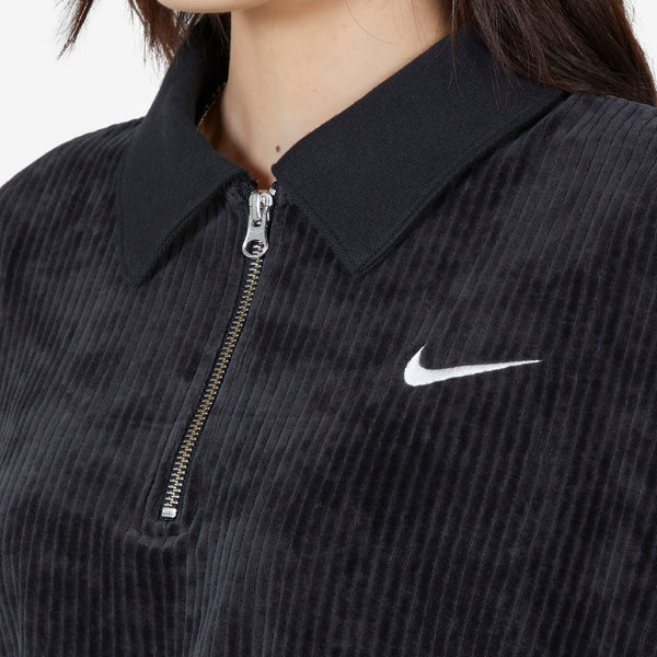 Women's Velour 1/4-Zip Top Black | Sail