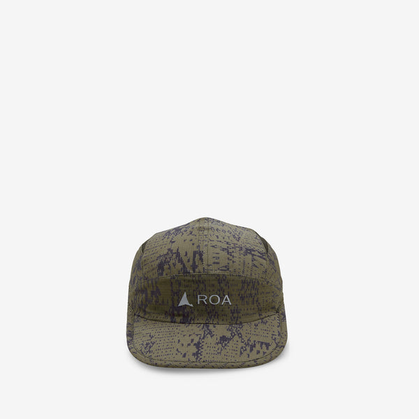 Bri Melted Print Open Weave Cap Dark Olive Headwear