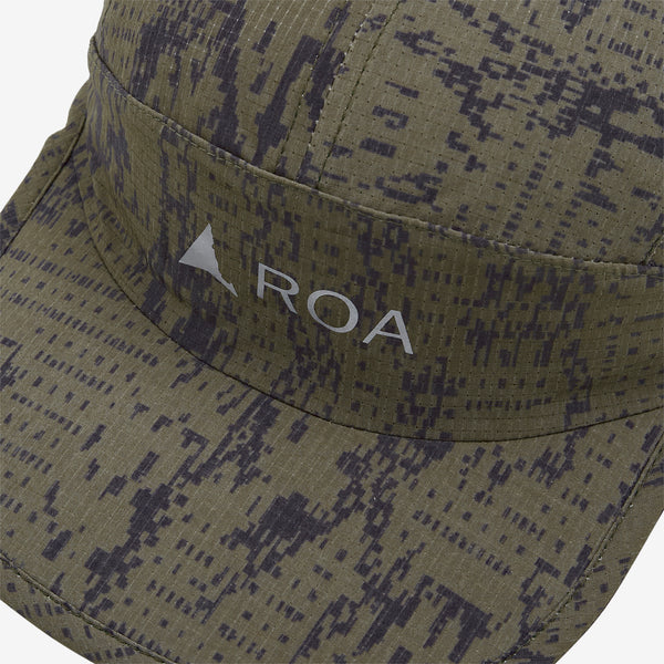 Bri Melted Print Open Weave Cap Dark Olive Headwear
