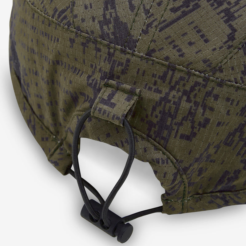 Bri Melted Print Open Weave Cap Dark Olive Headwear