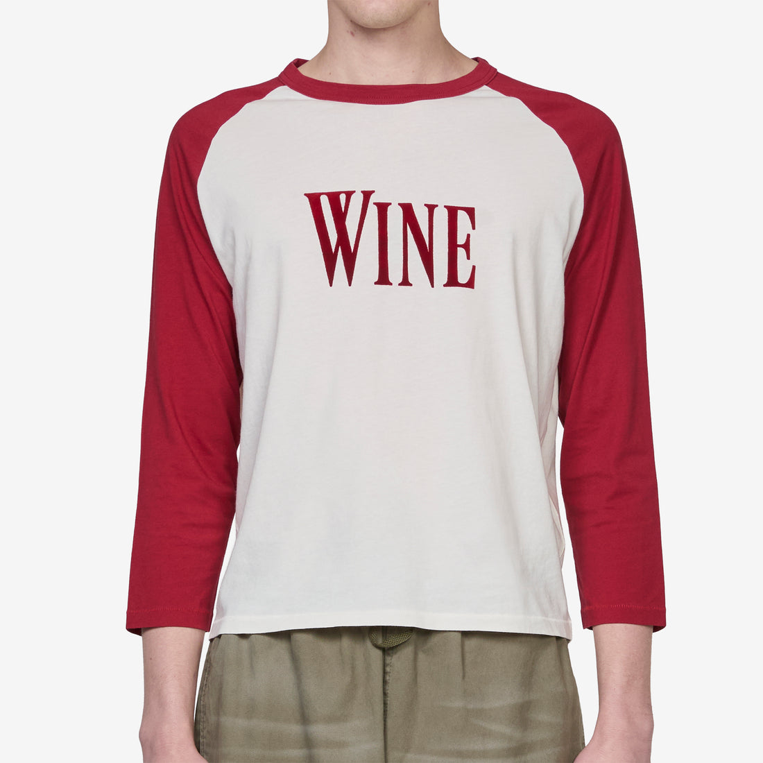 Eigne Raglan Sleeve Wine T-Shirt Burgundy | White Tees