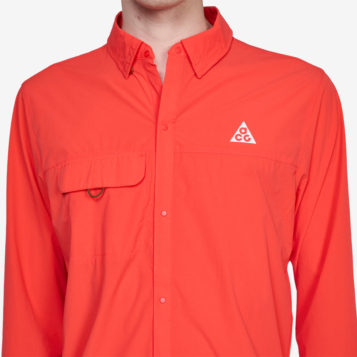 ACG 'Aireez' Long-Sleeve Button-Up Trail Running Top Light Crimson | Summit White