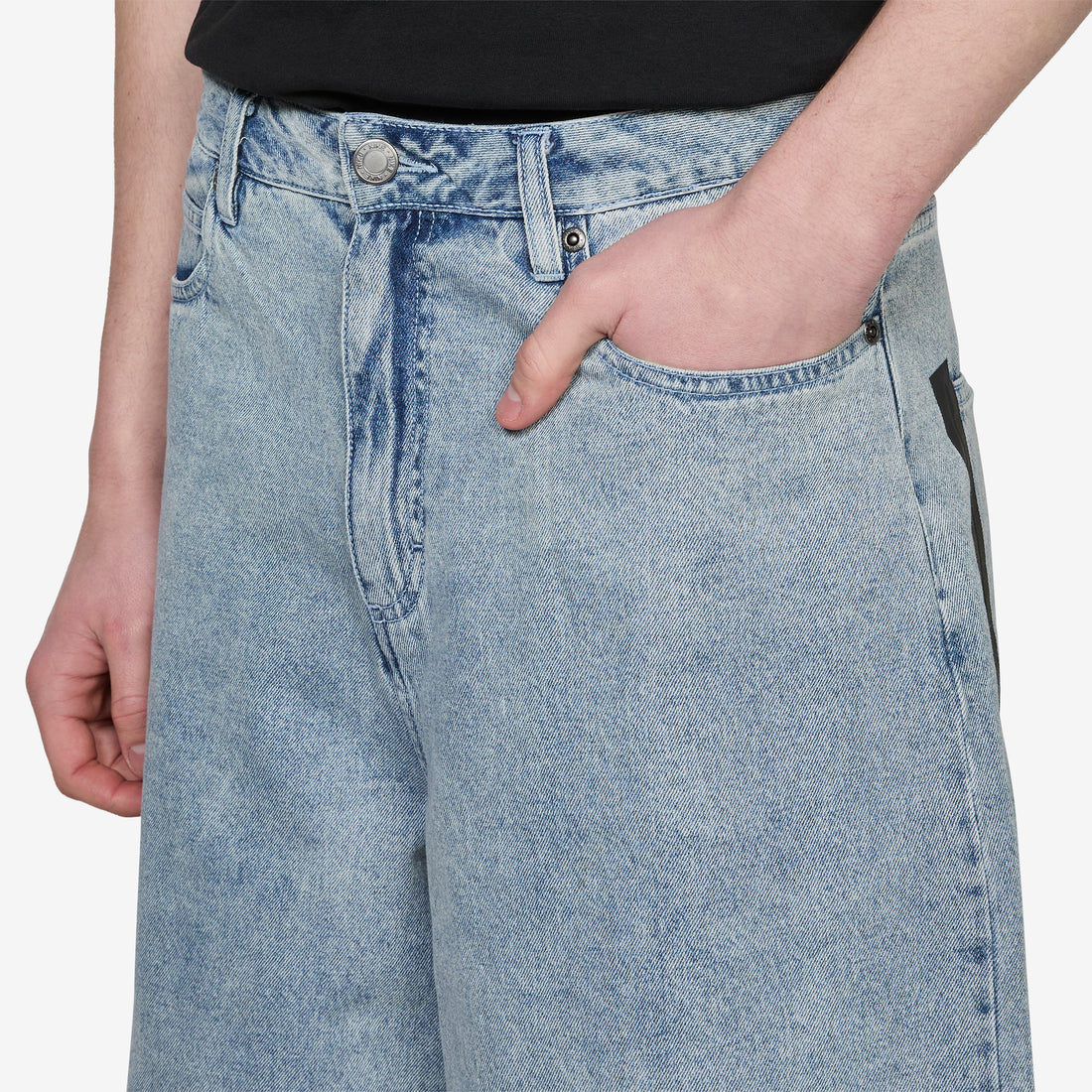 'Your Message Here' Indigo Denim Shorts Blue Denim | Black | Safety Orange Shorts