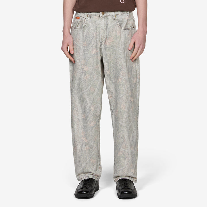 Baggy Denim Jeans Forest Camo Front