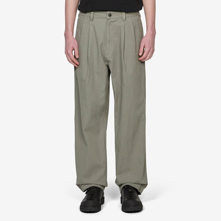 Pleated Trousers Washed Fatigue Front