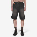 Baggy Denim Shorts Slub Black