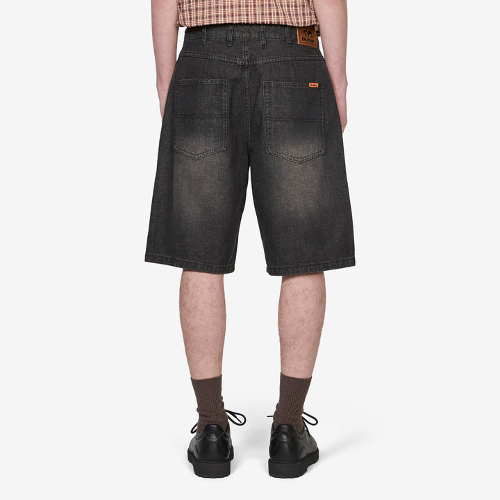 Baggy Denim Shorts Slub Black