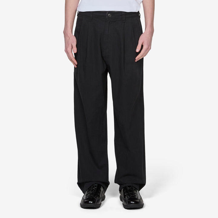 Pleated Trousers Washed Black Front