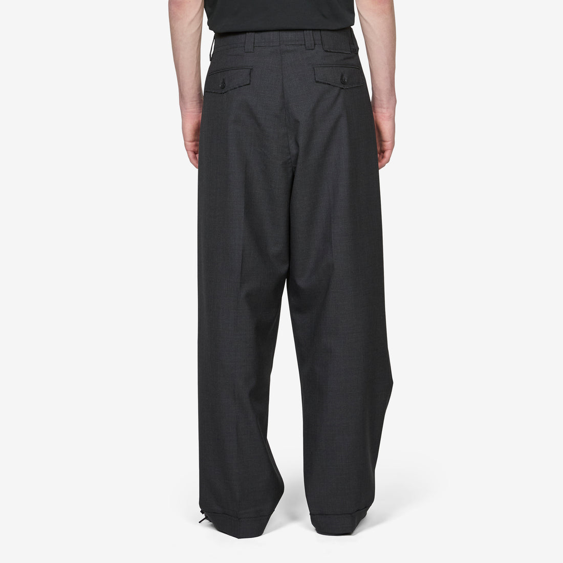 Patch Trousers Dark Grey Dry Wool Pants