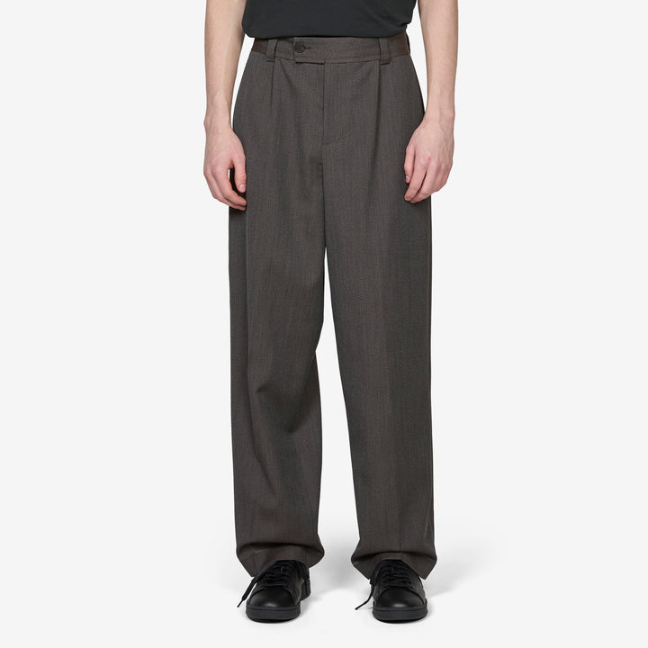 Patch Trousers Taupe Wool Twill Front