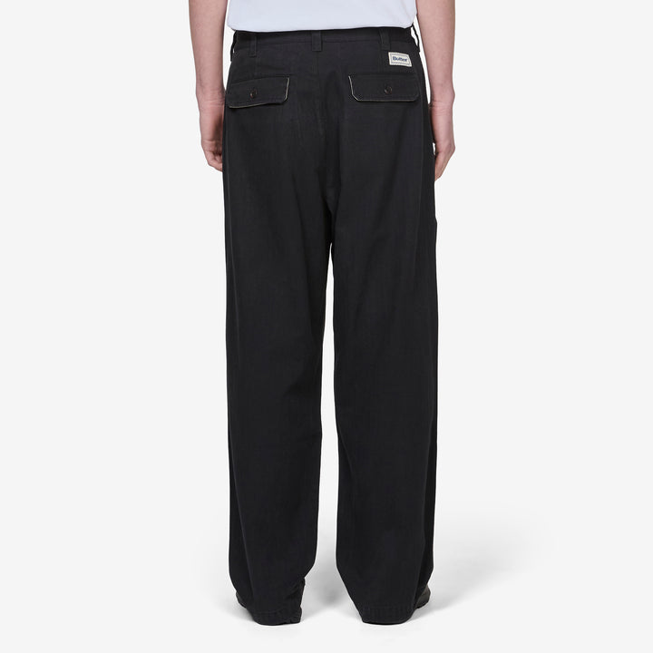 Pleated Trousers Washed Black