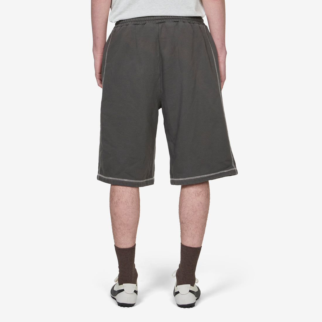 Overlock Stitch Fleece Shorts Washed Black Shorts