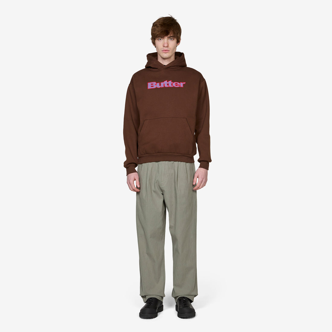 Ripstop Logo Applique Pullover Hood Dark Brown Jumpers