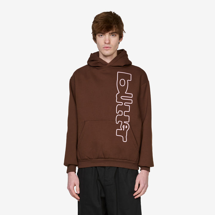 Warped Pullover Hood Dark Brown Front