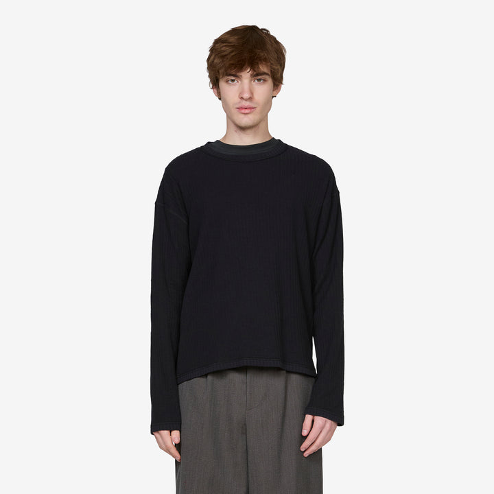 Reverse Rib Sweater Black Front