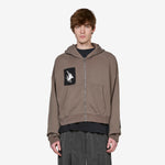 Fleece Cropped Full-Zip Graphic Hoodie Cave Stone