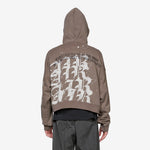 Fleece Cropped Full-Zip Graphic Hoodie Cave Stone