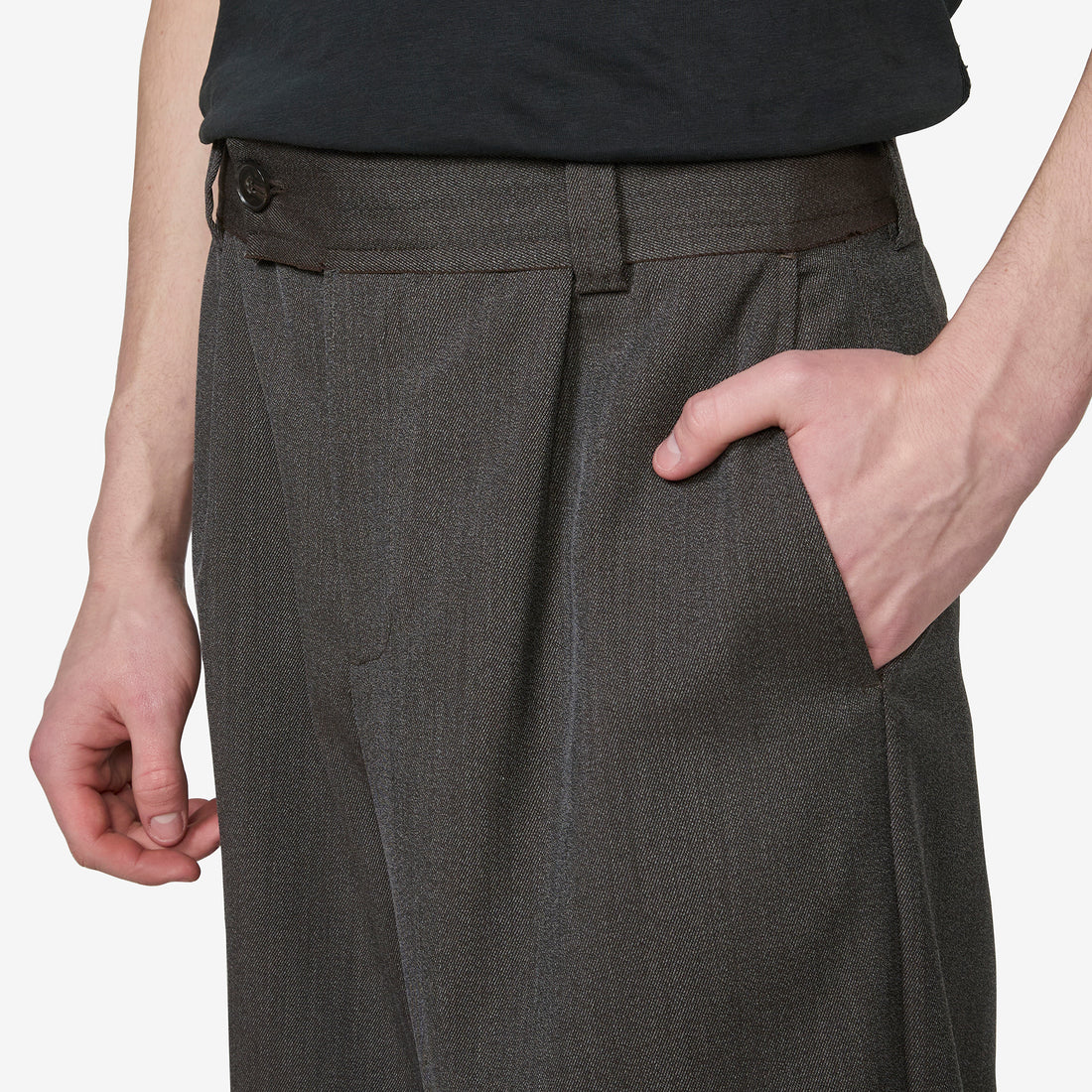 Patch Trousers Taupe Wool Twill Pants