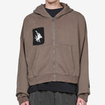 Fleece Cropped Full-Zip Graphic Hoodie Cave Stone
