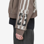 Fleece Cropped Full-Zip Graphic Hoodie Cave Stone