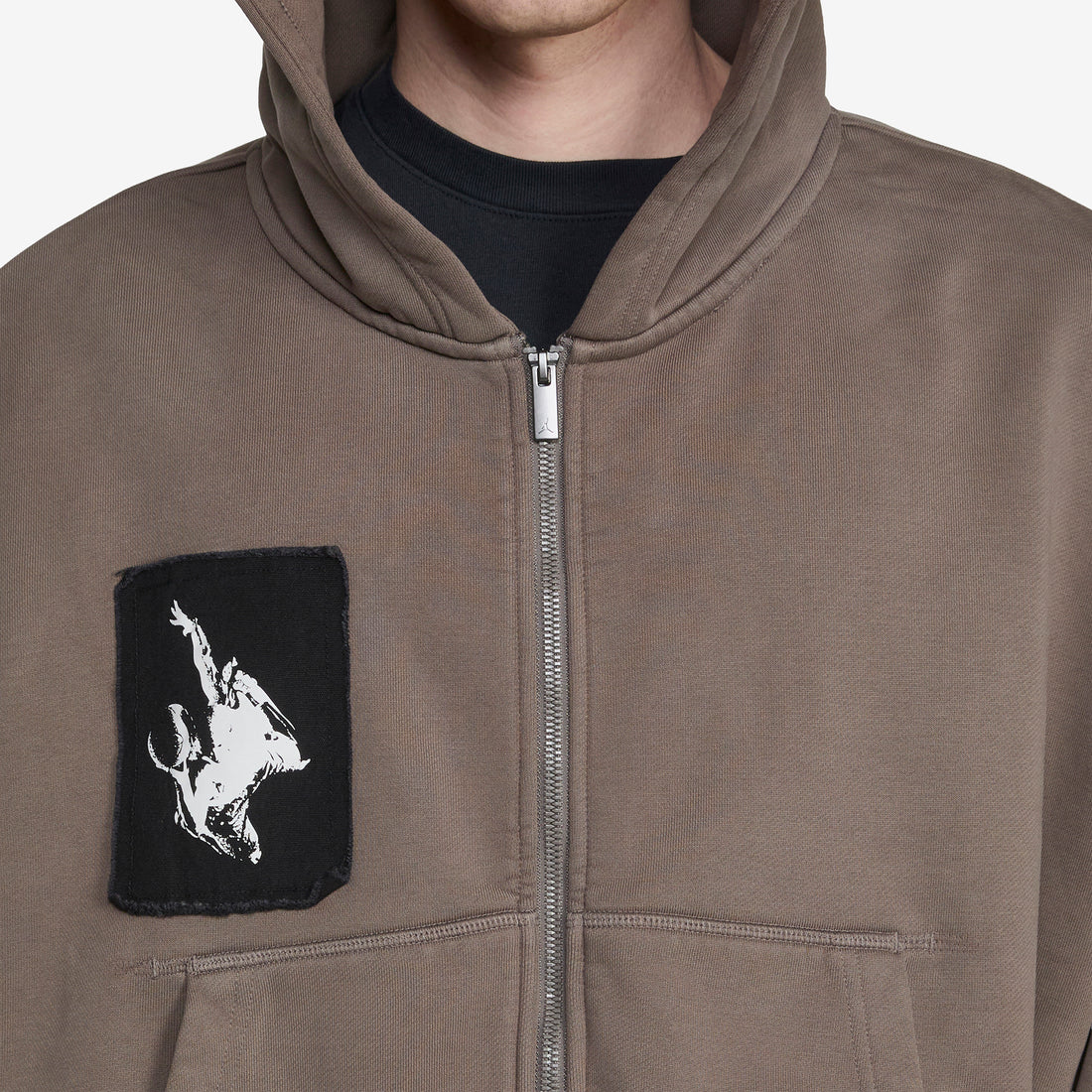 Fleece Cropped Full-Zip Graphic Hoodie Cave Stone Jumpers