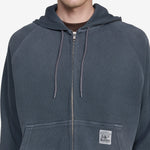 Faded Waffle Zip-Thru Hood Washed Black