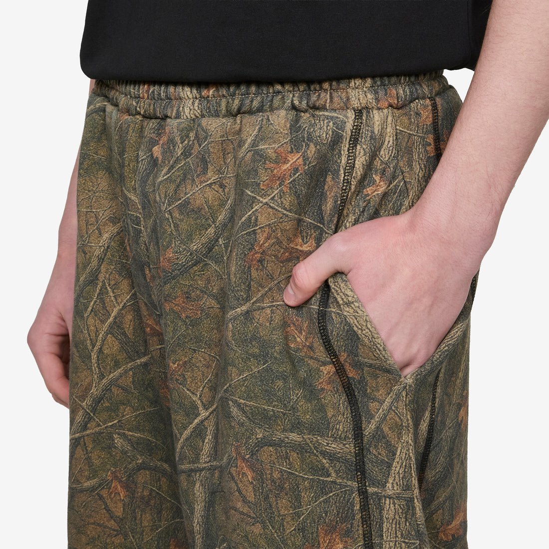 Overlock Stitch Fleece Shorts Forest Camo Shorts