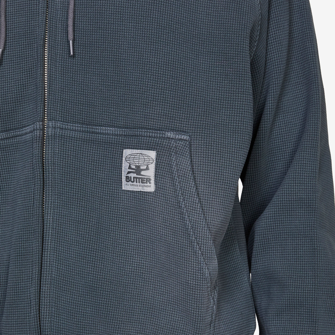 Faded Waffle Zip-Thru Hood Washed Black Jumpers