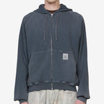 Faded Waffle Zip-Thru Hood Washed Black