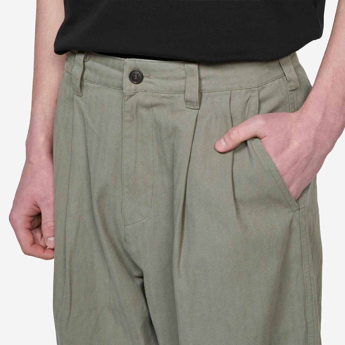Pleated Trousers Washed Fatigue Pants