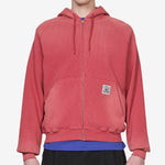 Faded Waffle Zip-Thru Hood Washed Red