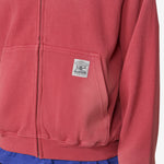 Faded Waffle Zip-Thru Hood Washed Red