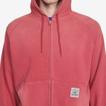 Faded Waffle Zip-Thru Hood Washed Red