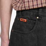 Baggy Denim Shorts Slub Black