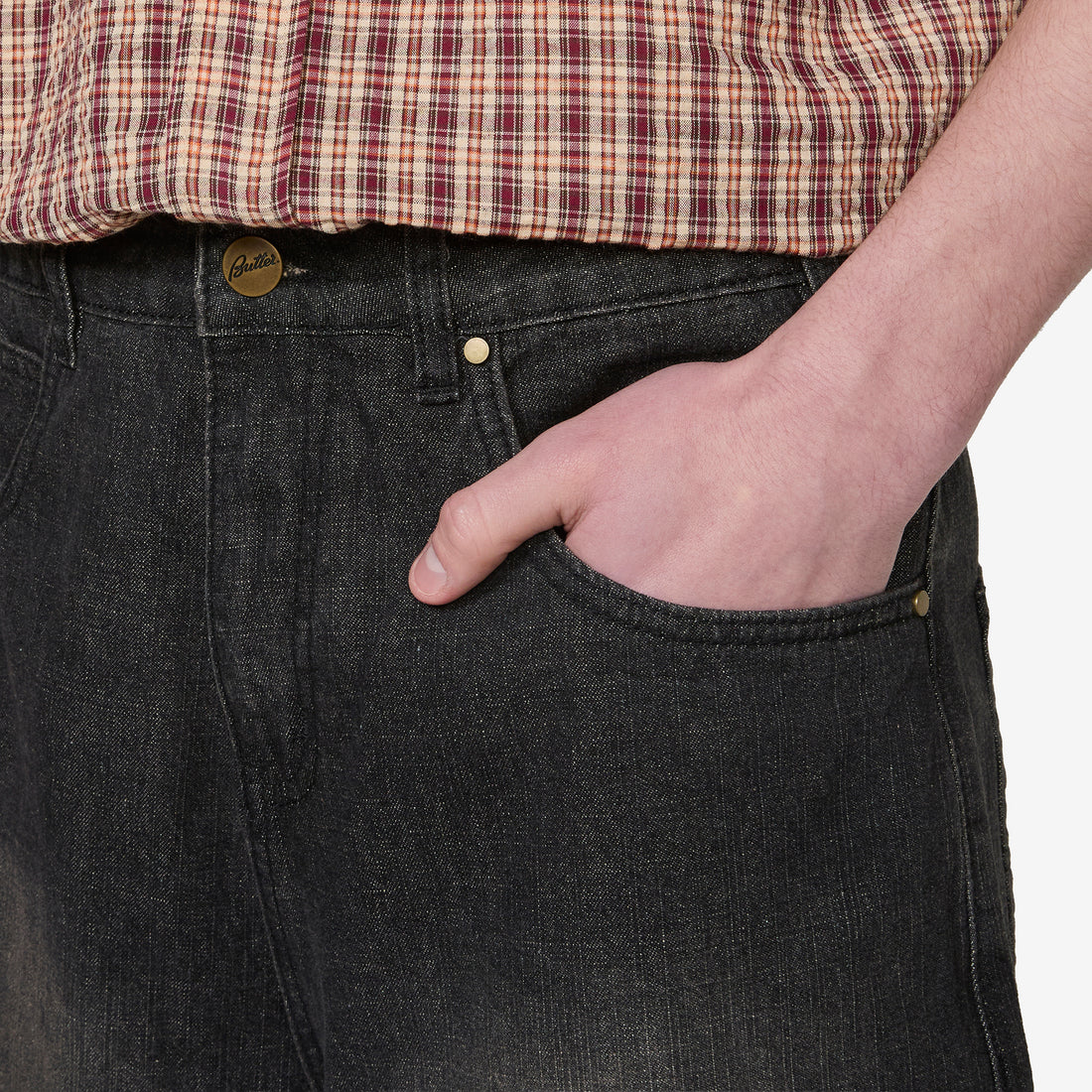 Baggy Denim Shorts Slub Black Shorts