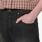 Baggy Denim Shorts Slub Black