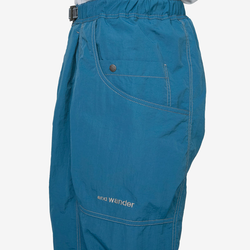 Crinkled Nylon Pants Blue Pants