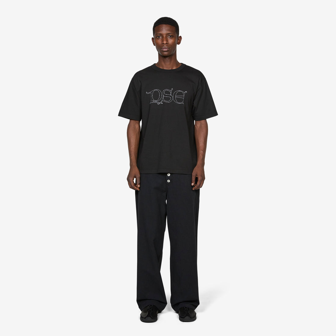 Loose Cut Jeans Black Rinse Wash Linen Canvas Pants