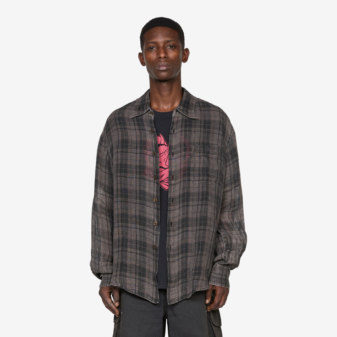 Above Shirt Penumbra Check Sheercoat Linen Shirts