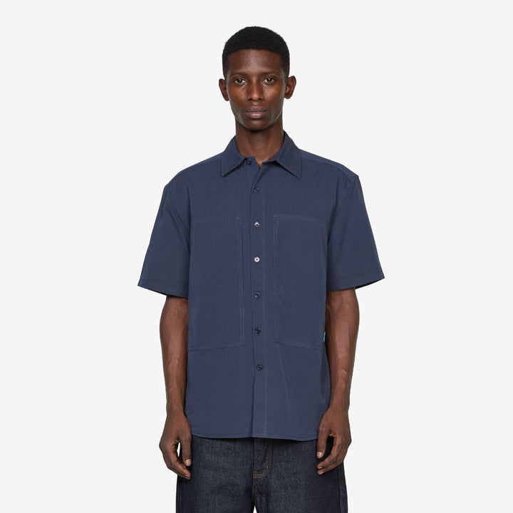 Cliff Short Sleeve Shirt Navy Front